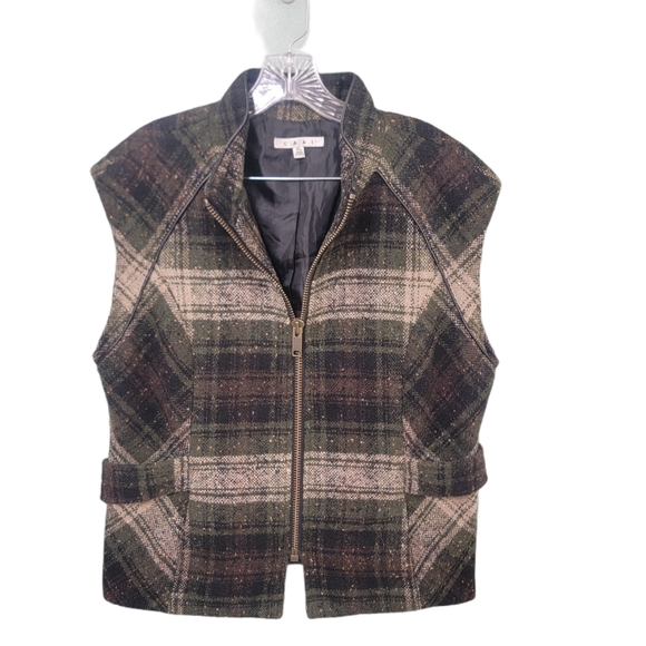 CAbi Jackets & Blazers - CAbi Wool Blend Green Zip Front Vest Size XL